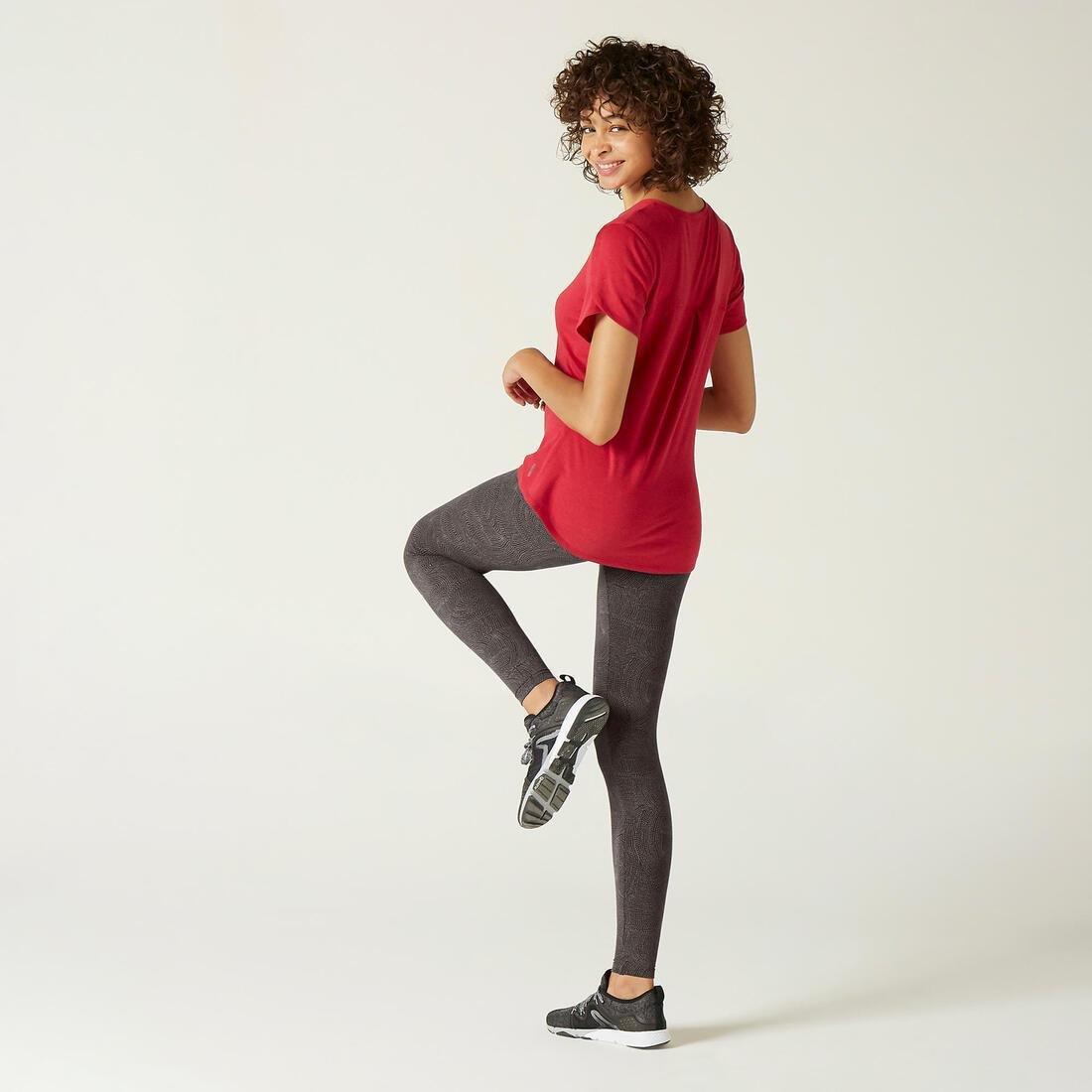 Women Slim-Fit Gym Stretching Leggings - Fit+ 500 Aop, Grey, No Color, large image number 3