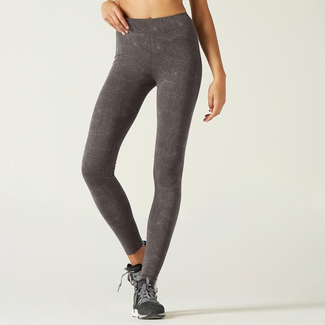 Women Slim-Fit Gym Stretching Leggings - Fit+ 500 Aop, Grey, No Color, large image number 4