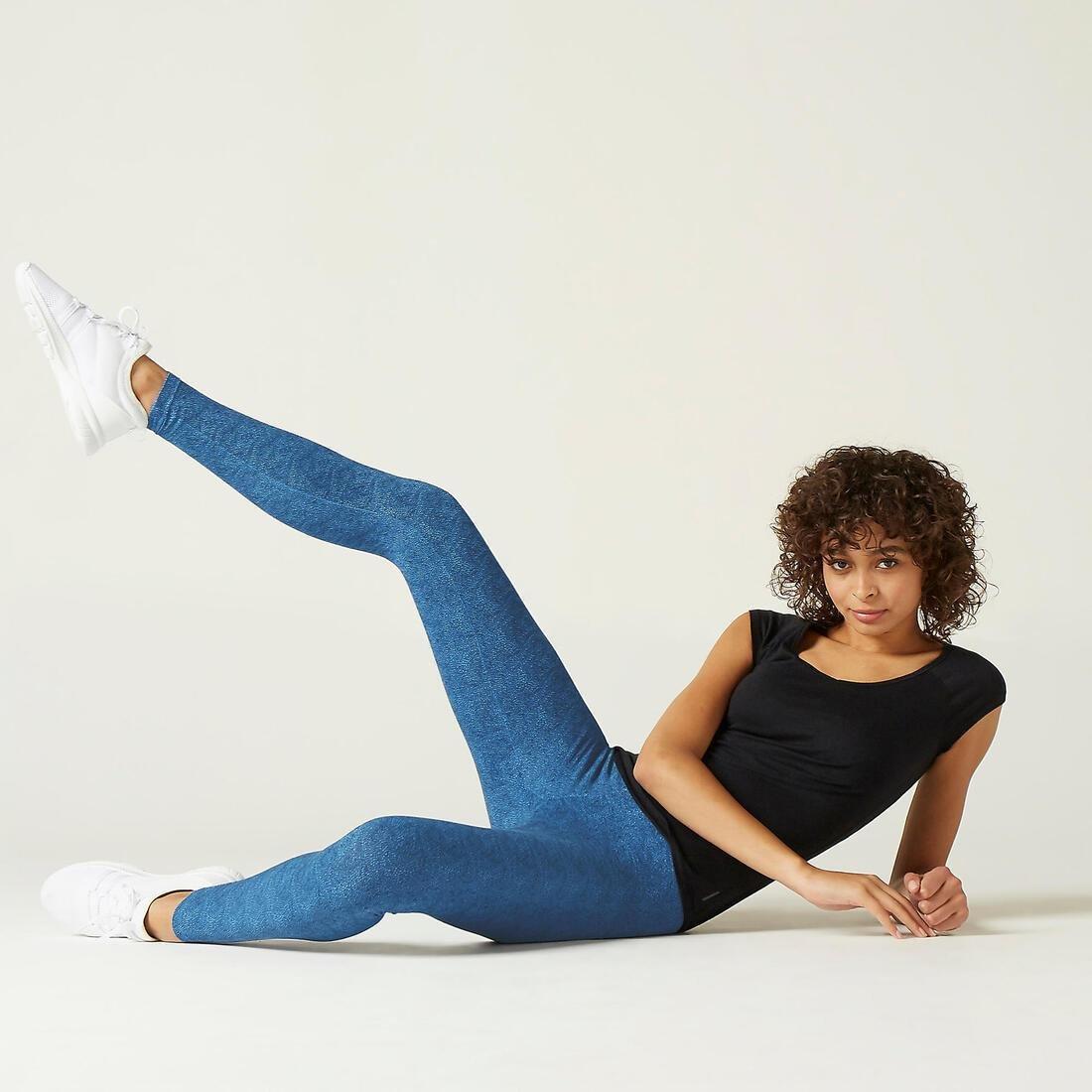 Women Slim-Fit Gym Stretching Leggings - Fit+ 500 Aop, Grey, No Color, large image number 10
