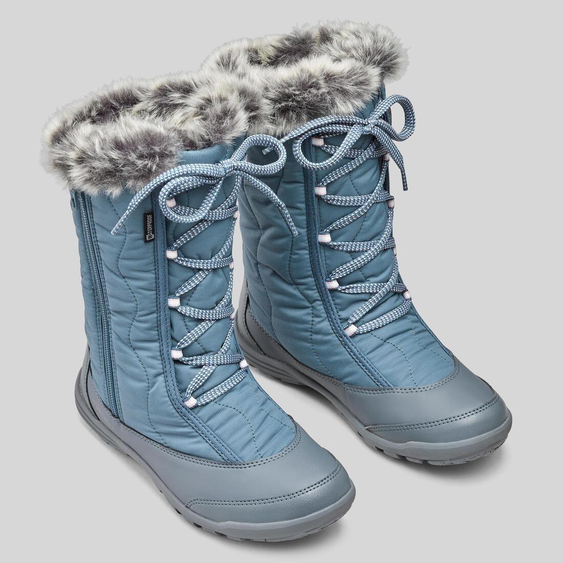 Unisex Kids X-Warm Zip Waterproof Hiking Snow Boots - Sh500, Blue, No Color, large image number 1