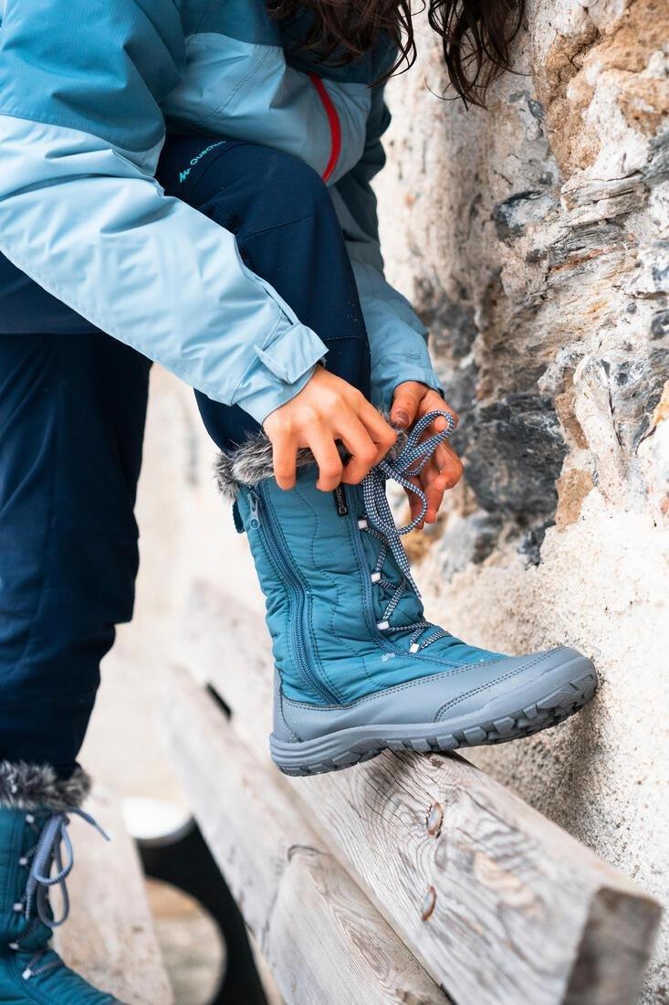 Unisex Kids X-Warm Zip Waterproof Hiking Snow Boots - Sh500, Blue, No Color, large image number 8