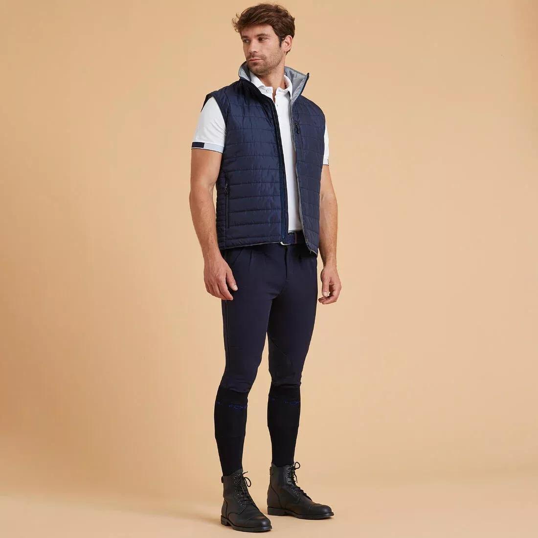 ASPHALT BLUE Men's Sleeveless Horse Riding Padded Jacket 100, No Color, medium