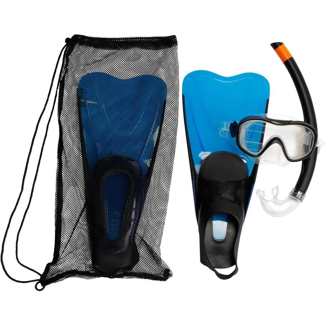 SUBEA - Adlt's diving snorkelling Fins Mask and Snorkel kit SNK 500, Dark Peacock Blue