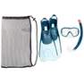 SUBEA - Adlt's diving snorkelling Fins Mask and Snorkel kit SNK 500, Dark Peacock Blue