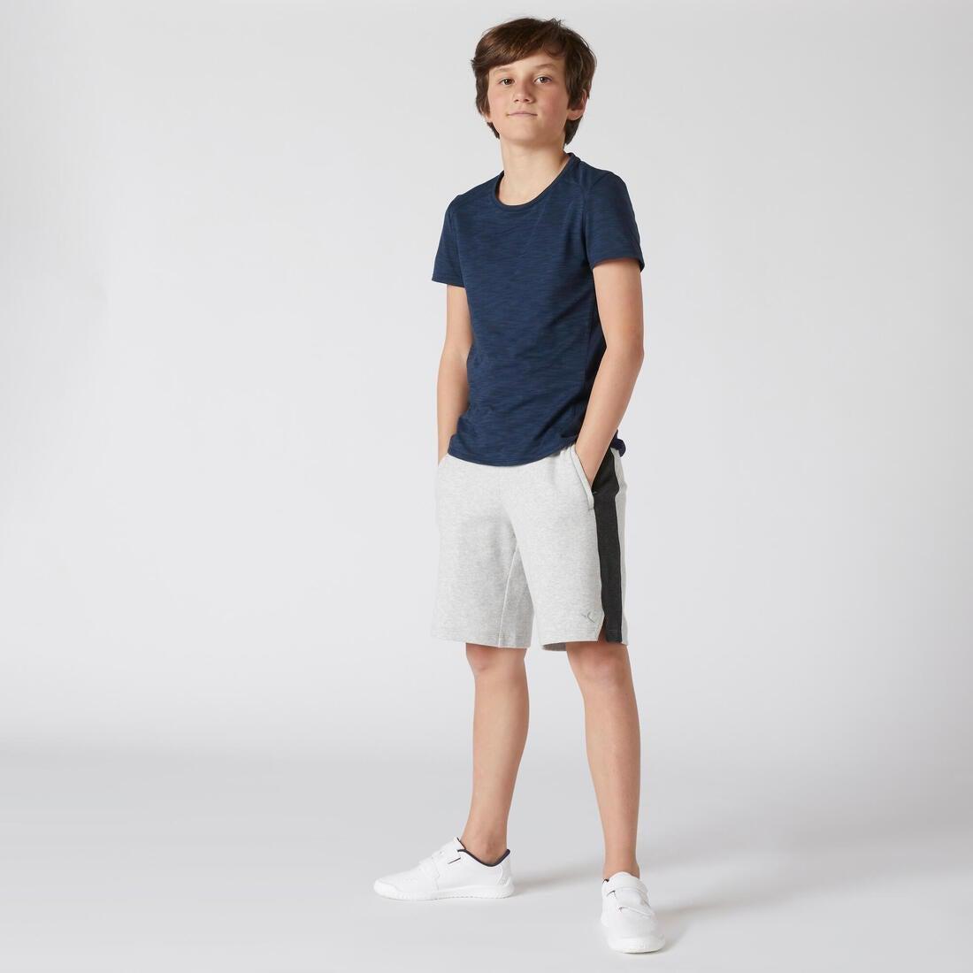 Kids Breathable Cotton Shorts, Light Grey, 5401_000, medium