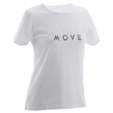 DOMYOS - 100Girls Short-Sleeved Gym T-Shirt Print, Snow White