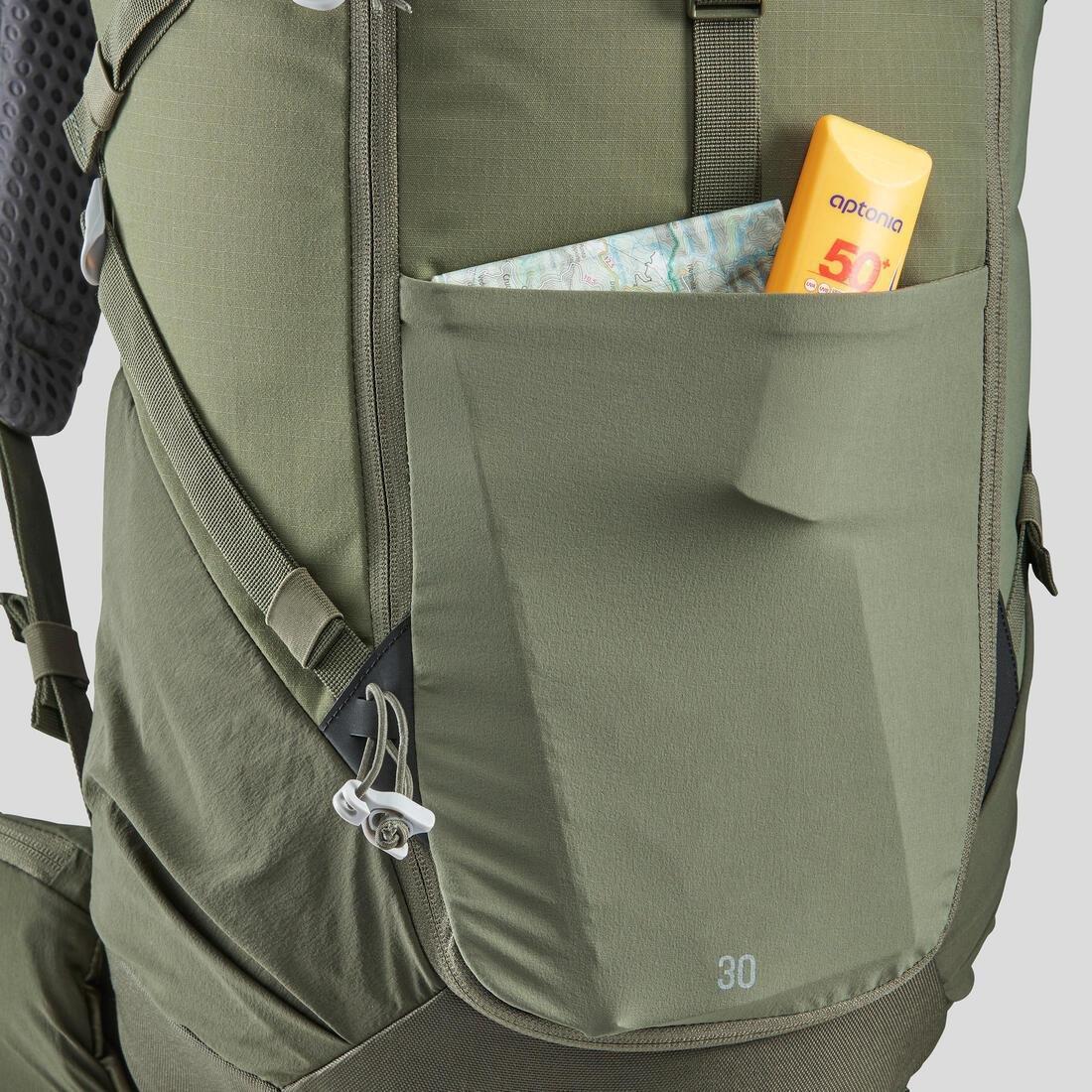 Mountain Walking Rucksack - Mh500 30L, Dark Ivy Green, No Color, large image number 7