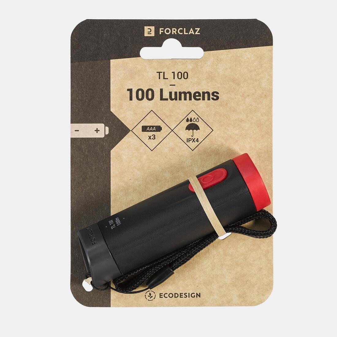 FORCLAZ - Battery Torchlight - 100 Lumen Tl100, Khaki