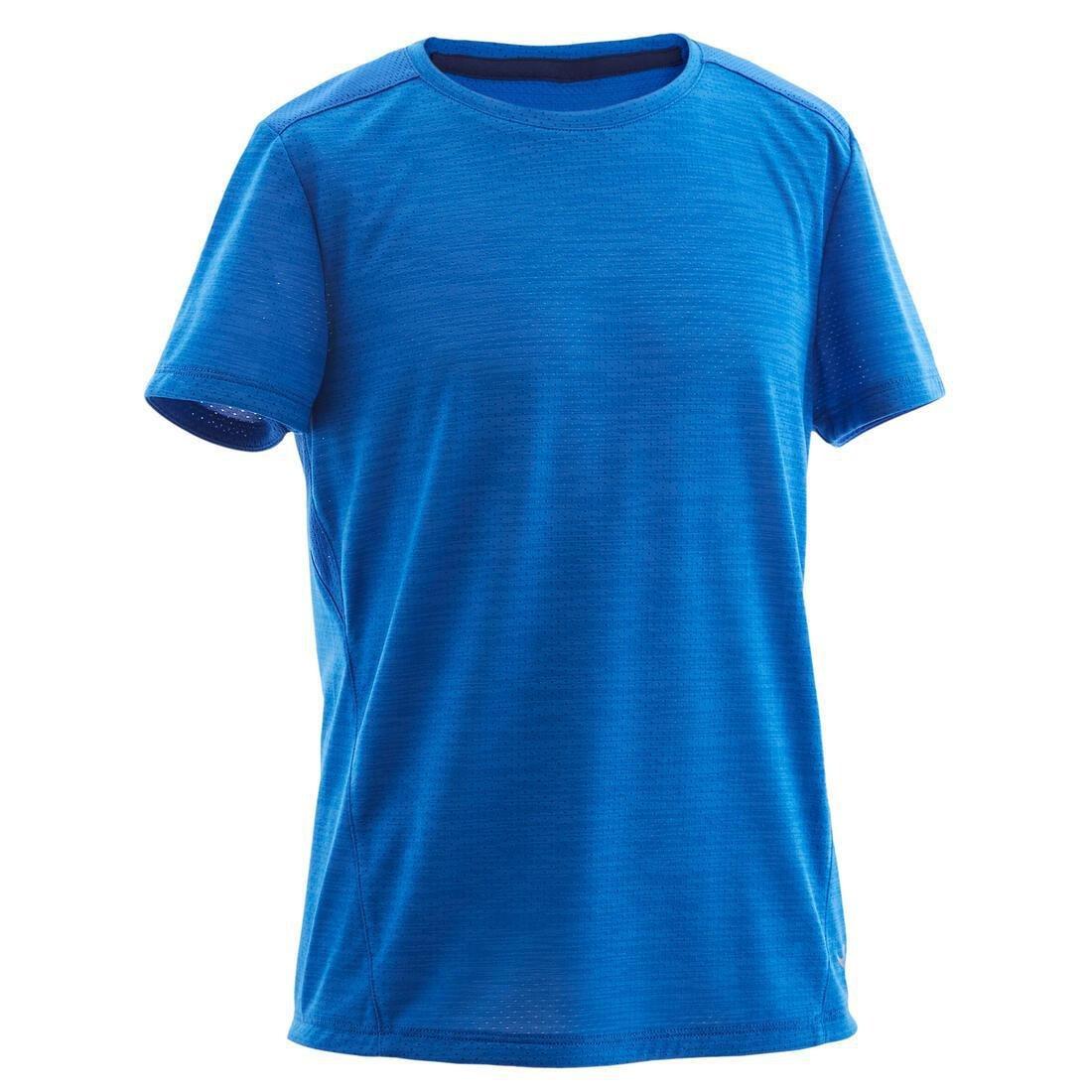 Kids Boys Breathable Synthetic Short-Sleeved Gym T-Shirt - S500, Blue, , large image number 0