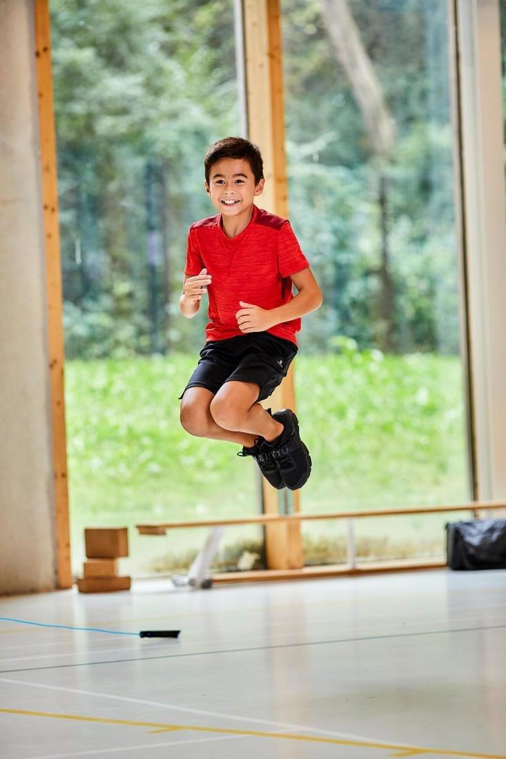 Kids Boys Breathable Synthetic Short-Sleeved Gym T-Shirt - S500, Blue, , large image number 6