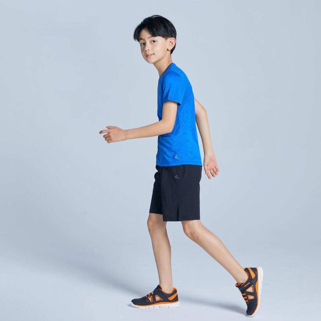 Kids Boys Breathable Synthetic Short-Sleeved Gym T-Shirt - S500, Blue, , large image number 10