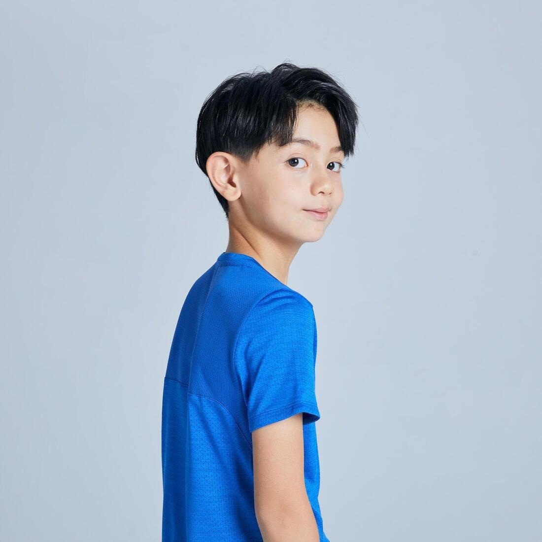 Kids Boys Breathable Synthetic Short-Sleeved Gym T-Shirt - S500, Blue, No Color, large image number 13