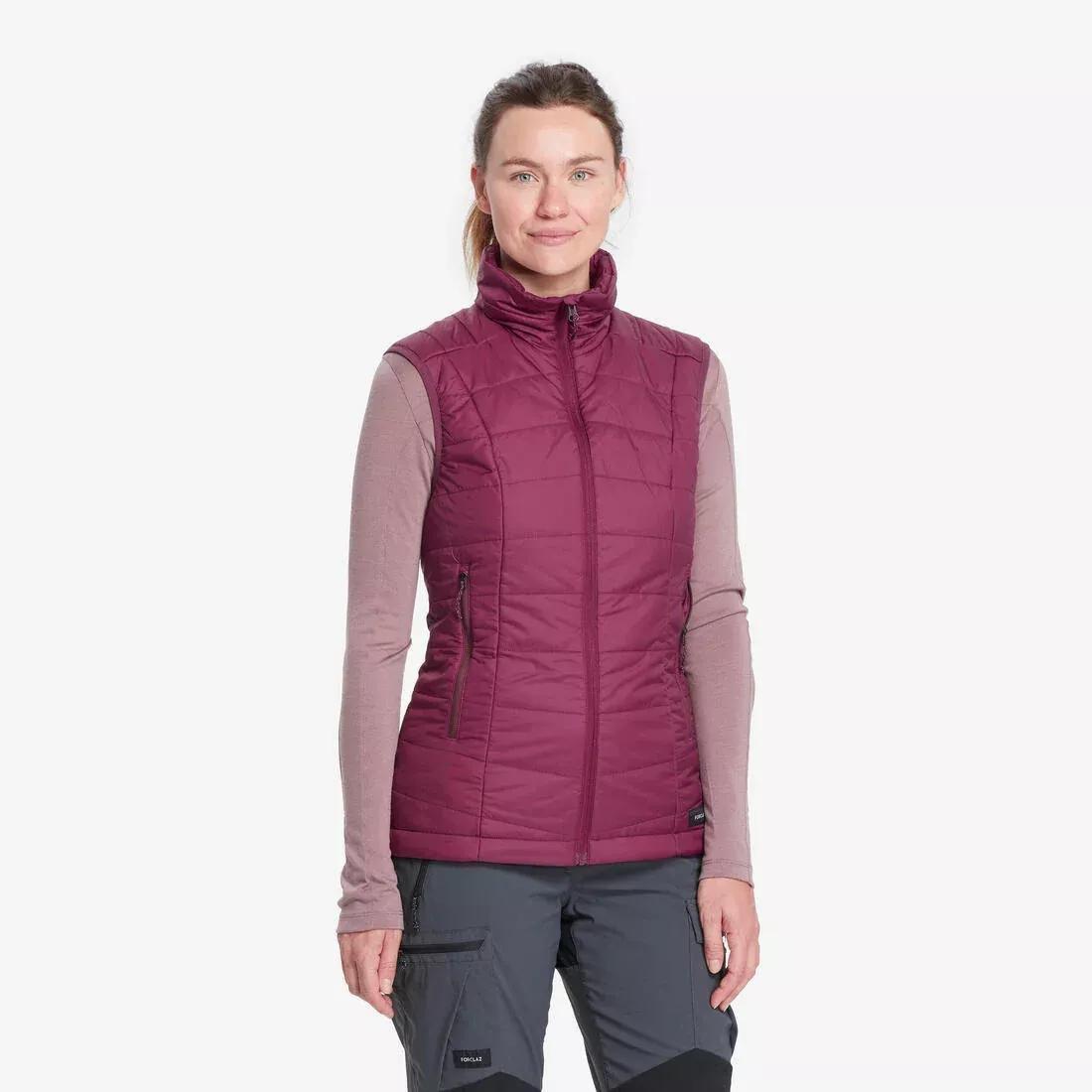 Women Synthetic Sleeveless Trekking Padded Jacket - MT100, Purple, 5401_000, medium