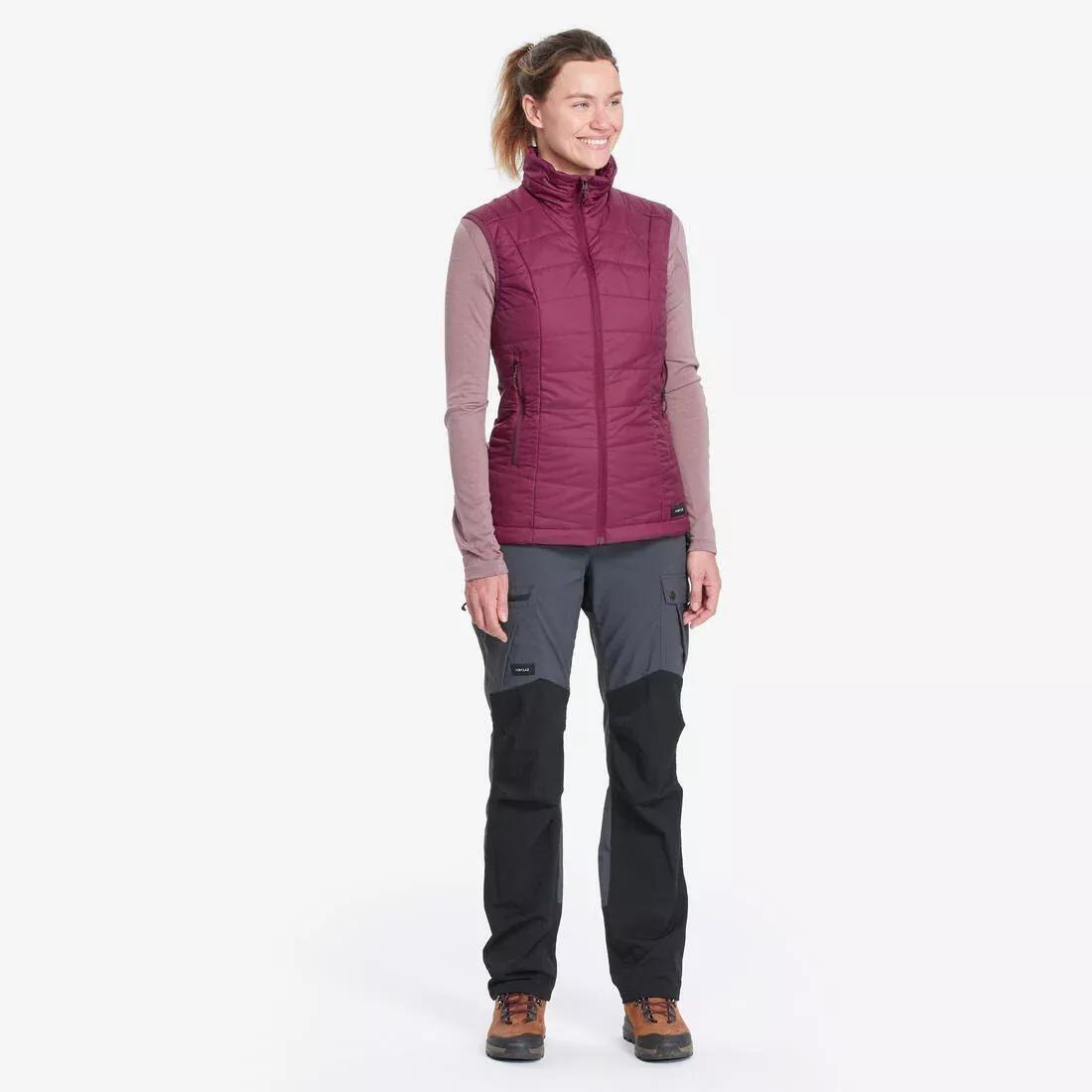 Women Synthetic Sleeveless Trekking Padded Jacket - MT100, Purple, 5401_000, large image number 1