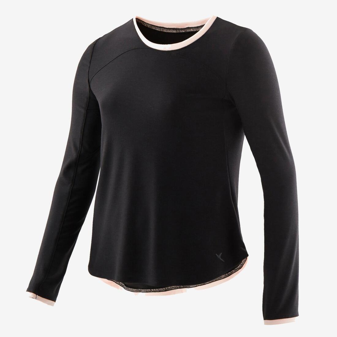Unisex Kids Long-Sleeved Breathable Cotton Gym T-Shirt 500, Pink, , large image number 1