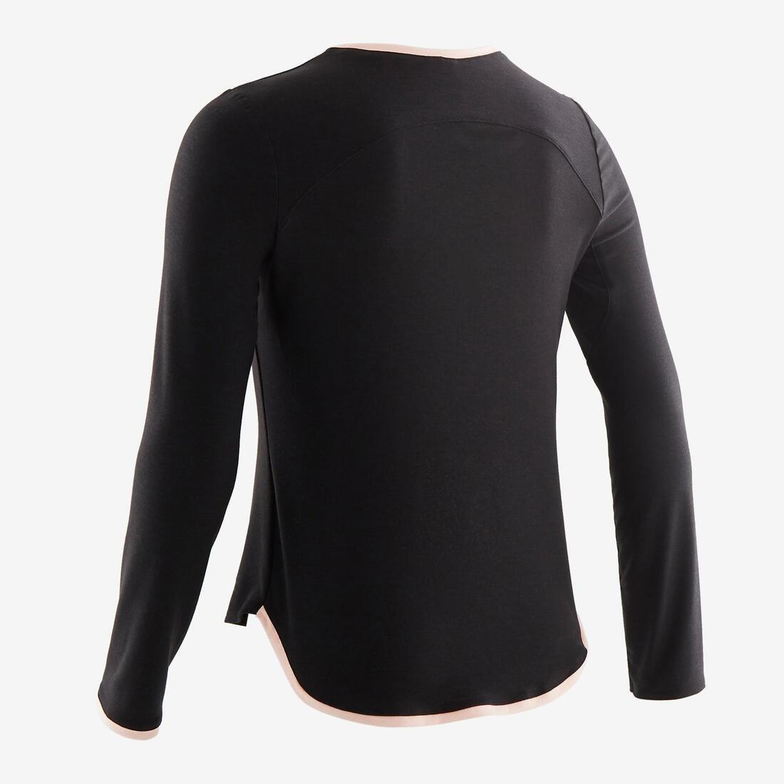 Unisex Kids Long-Sleeved Breathable Cotton Gym T-Shirt 500, Pink, , large image number 2