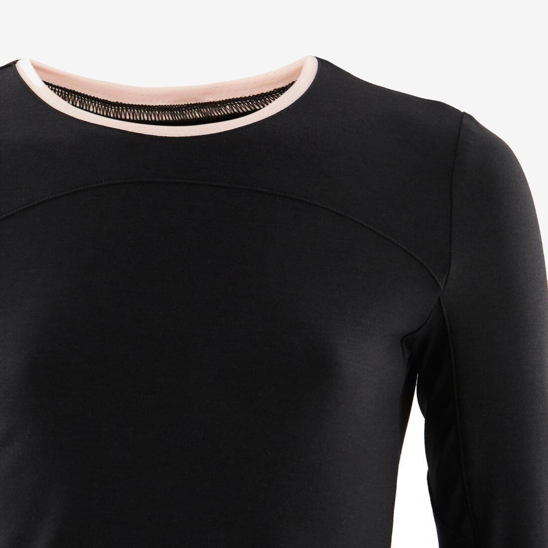 Unisex Kids Long-Sleeved Breathable Cotton Gym T-Shirt 500, Pink, , large image number 3