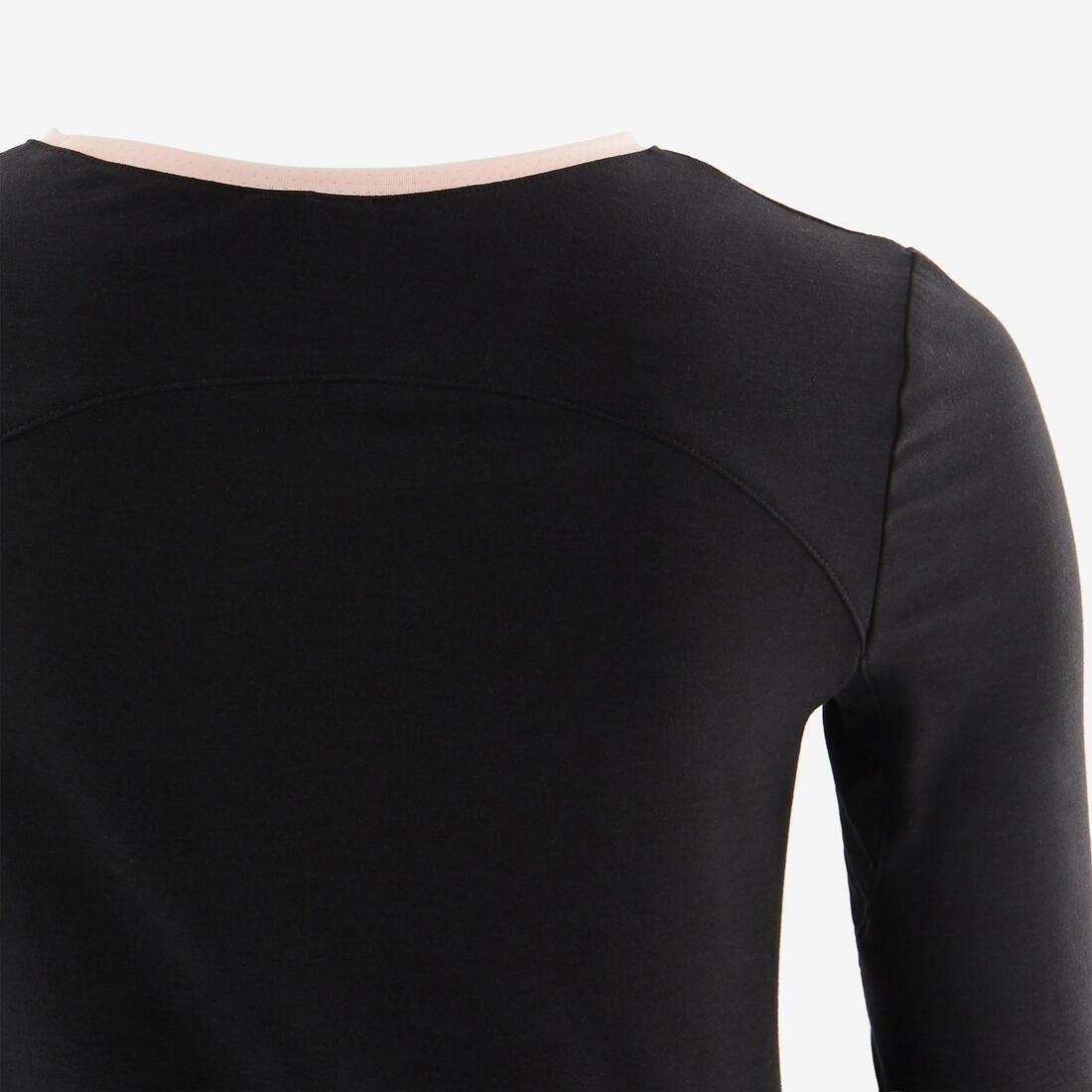 Unisex Kids Long-Sleeved Breathable Cotton Gym T-Shirt 500, Pink, , large image number 4