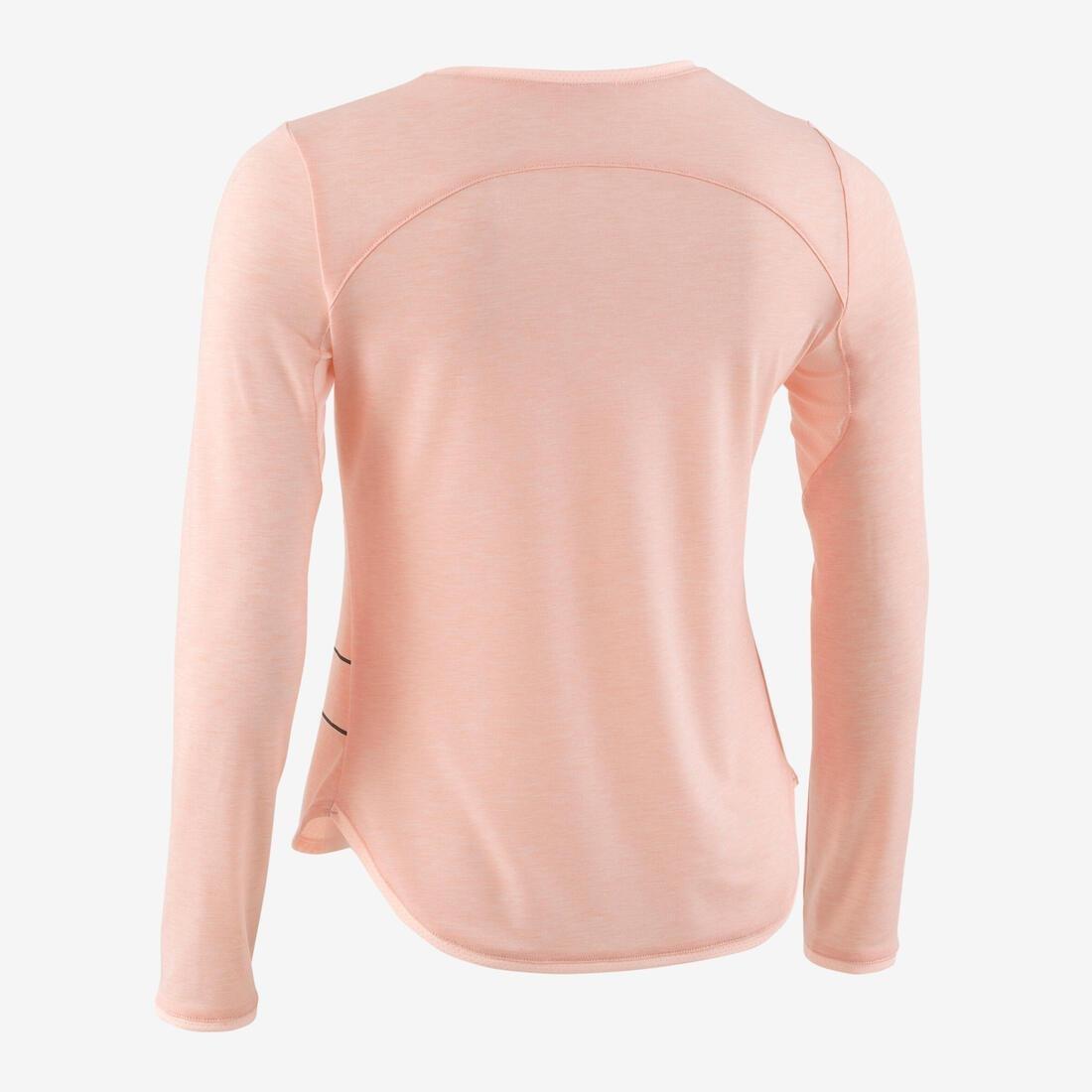 Unisex Kids Long-Sleeved Breathable Cotton Gym T-Shirt 500, Pink, , large image number 8
