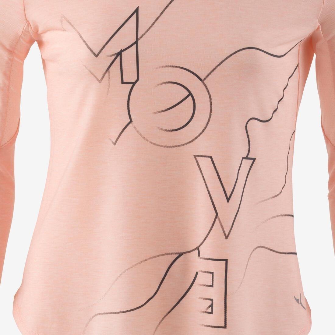 Unisex Kids Long-Sleeved Breathable Cotton Gym T-Shirt 500, Pink, , large image number 9