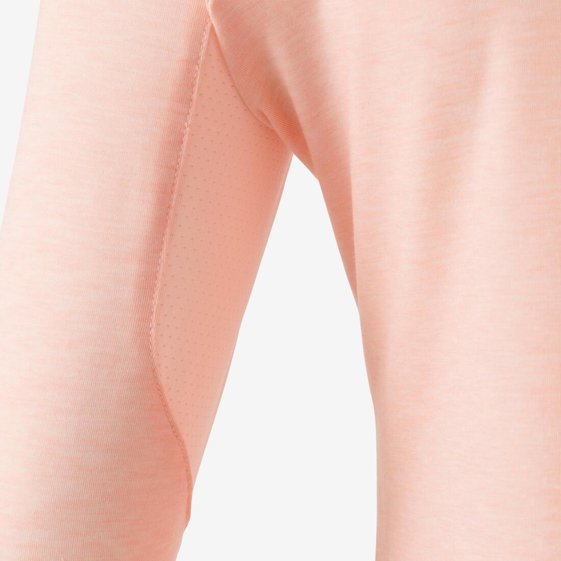 Unisex Kids Long-Sleeved Breathable Cotton Gym T-Shirt 500, Pink, , large image number 10