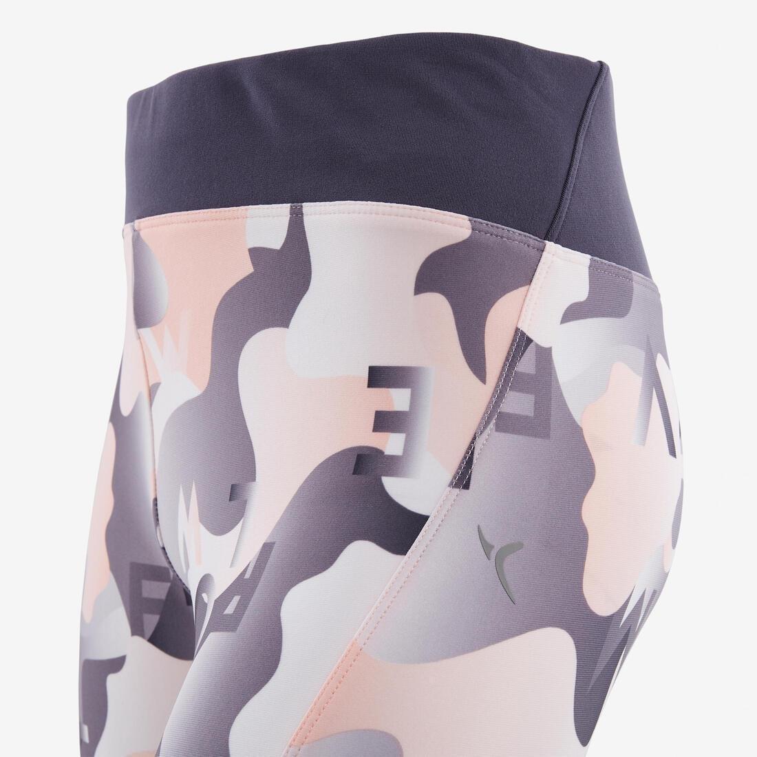 Girls Breathable Synthetic Gym Cropped Bottoms500  Print, Fluo Pale Peach, , large image number 3