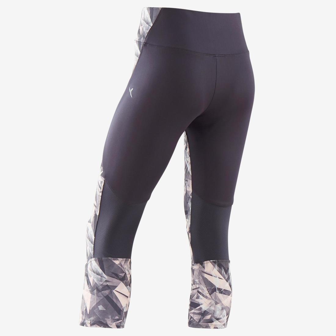 Girls Breathable Synthetic Gym Cropped Bottoms500  Print, Fluo Pale Peach, , large image number 7