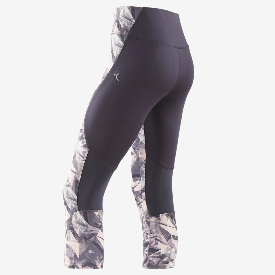 Girls Breathable Synthetic Gym Cropped Bottoms500  Print, Fluo Pale Peach, , large image number 10