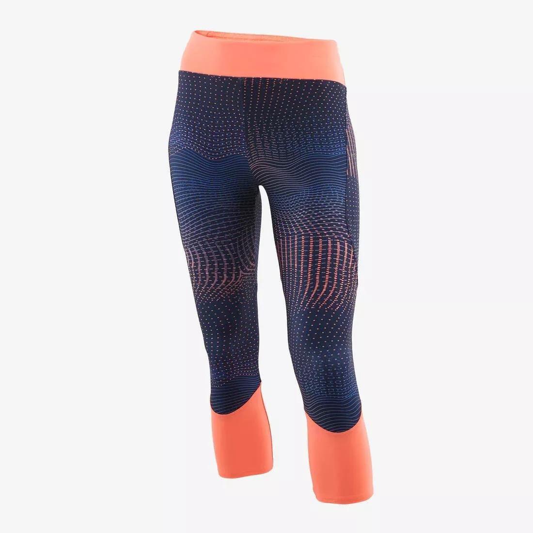 Girls Breathable Synthetic Gym Cropped Bottoms500  Print, Fluo Pale Peach, , large image number 11