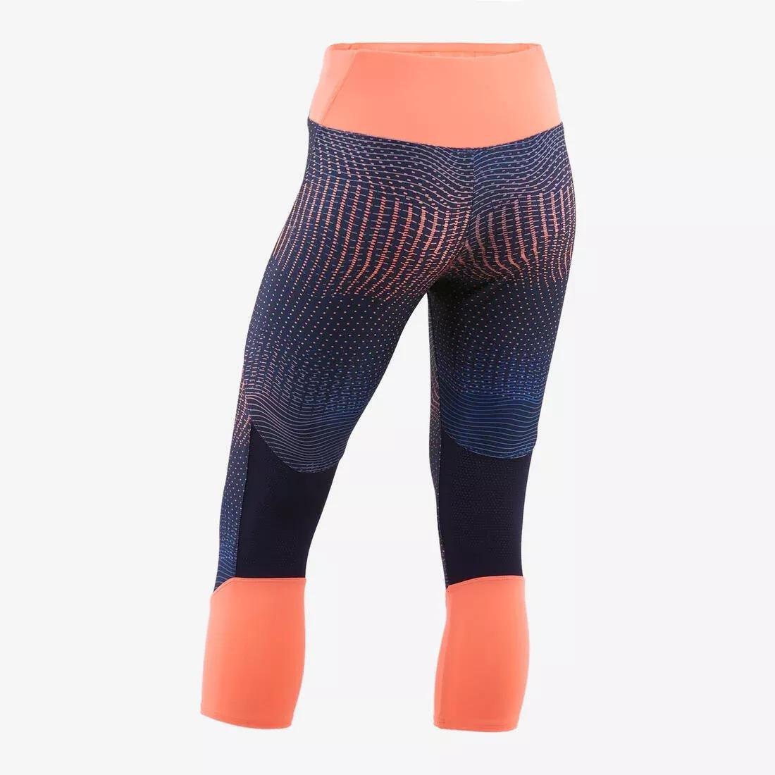 Girls Breathable Synthetic Gym Cropped Bottoms500  Print, Fluo Pale Peach, , large image number 12