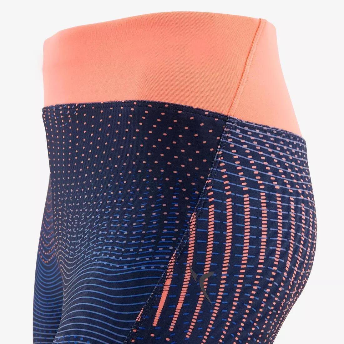 Girls Breathable Synthetic Gym Cropped Bottoms500  Print, Fluo Pale Peach, , large image number 13