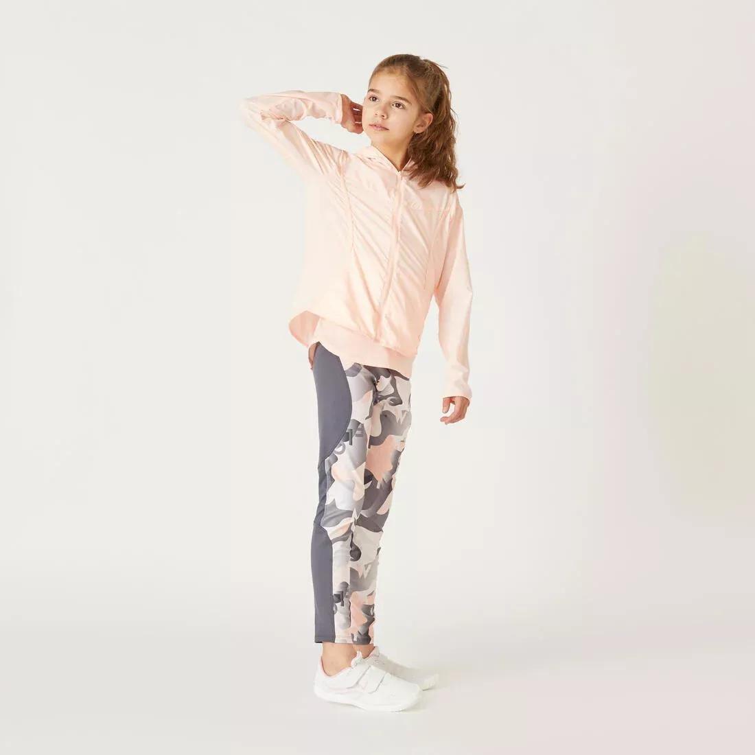Kids Girls Breathable Synthetic Leggings, Grey/Pink, No Color, medium