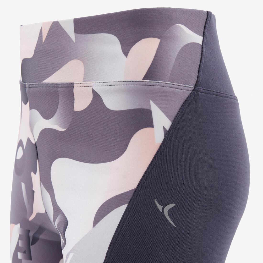 Kids Girls Breathable Synthetic Leggings, Grey/Pink, , large image number 2