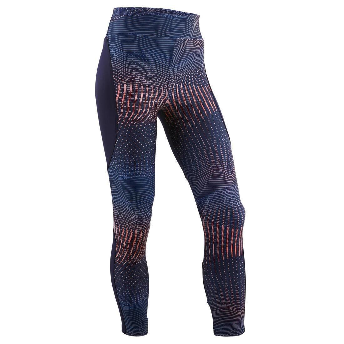 Kids Girls Breathable Synthetic Leggings Print, Blue, , large image number 0