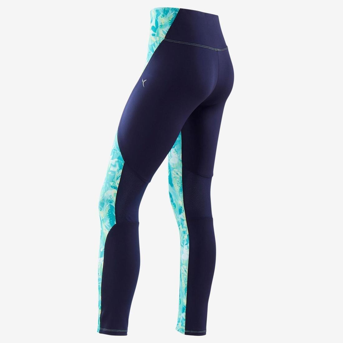 Kids Girls Breathable Synthetic Leggings Print, Blue, , large image number 3