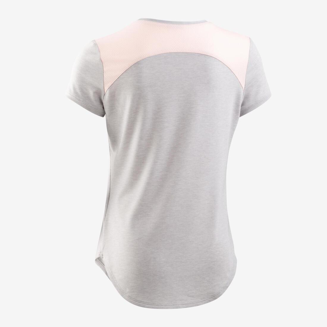 Girls Breathable Short-Sleeved Gym T-Shirt500 Print, Pale Grey, , large image number 8