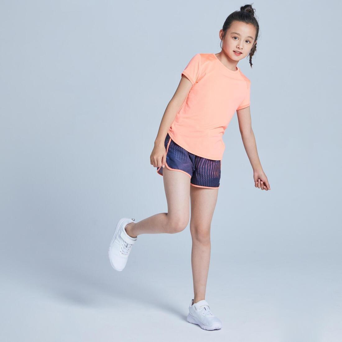 Girls Breathable Short-Sleeved Gym T-Shirt500 Print, Pale Grey, , large image number 9