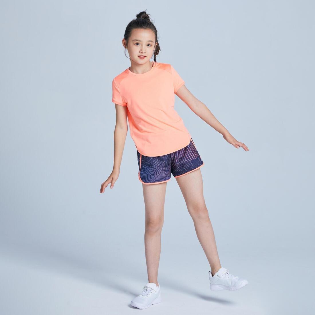 Girls Breathable Short-Sleeved Gym T-Shirt500 Print, Pale Grey, , large image number 10