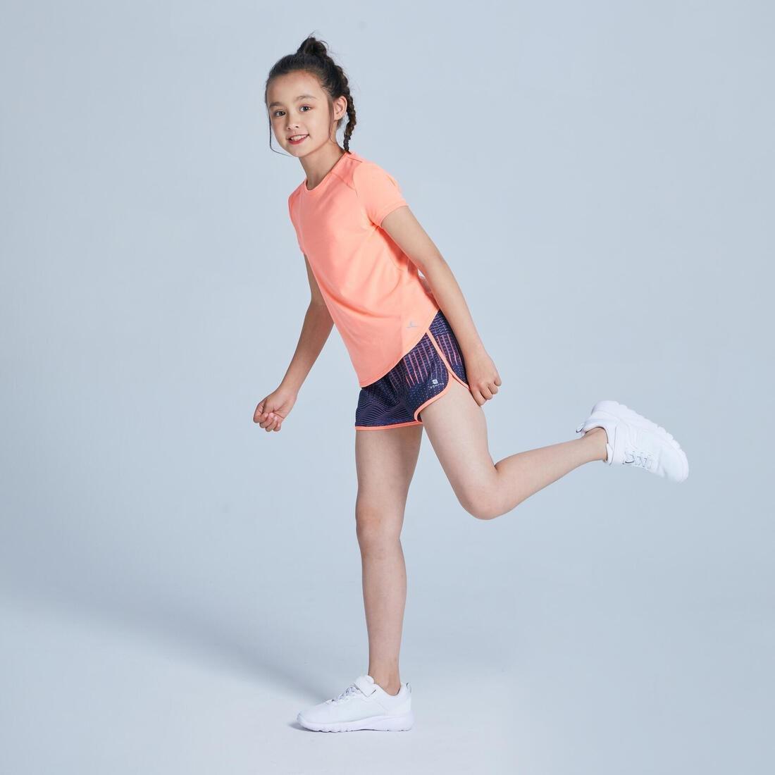 Girls Breathable Short-Sleeved Gym T-Shirt500 Print, Pale Grey, , large image number 11