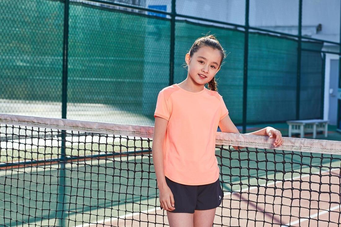 Girls Breathable Short-Sleeved Gym T-Shirt500 Print, Pale Grey, , large image number 14