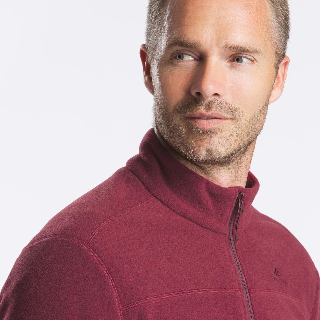 Men Hiking Fleece Jacket Full Zip- Mh120 , Red, , large image number 7