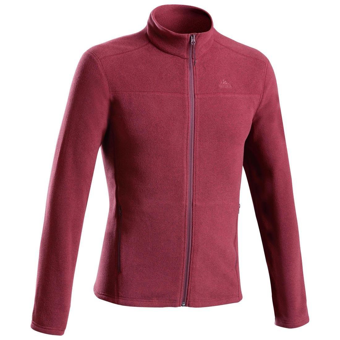 QUECHUA - Men Hiking Fleece Jacket Full Zip- Mh120 , Red