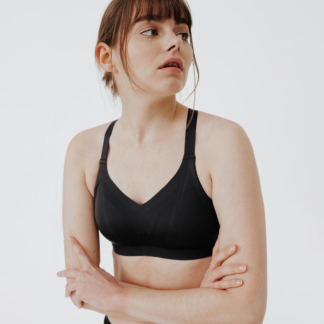 Women Invisible Sports Bra With High-Support Cups, Black, , large image number 0