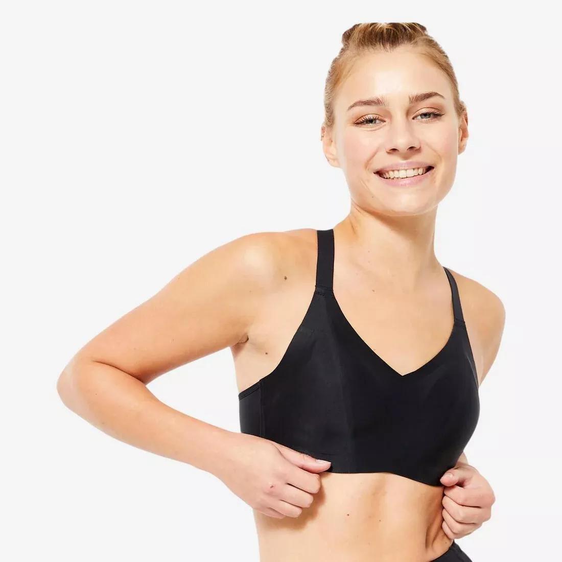 Women Invisible Sports Bra With High-Support Cups, Black, No Color, medium