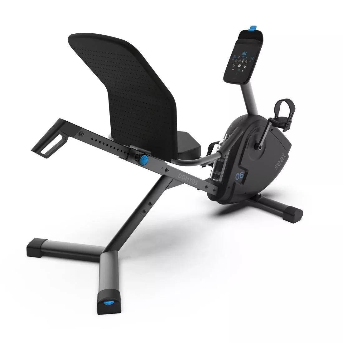 DOMYOS Semi Recumbent Connected Exercise Bike Eb Seat Black