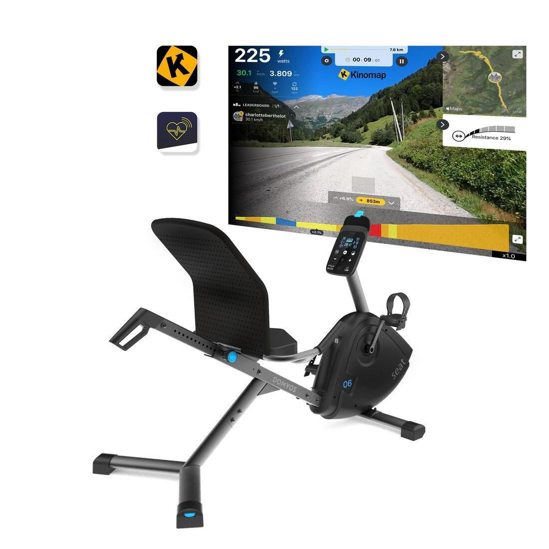 Semi-Recumbent Connected Exercise Bike Eb Seat, Black, No Color, large image number 1