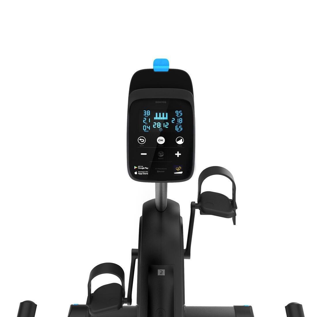 DOMYOS - Semi-Recumbent Connected Exercise Bike Eb Seat, Black