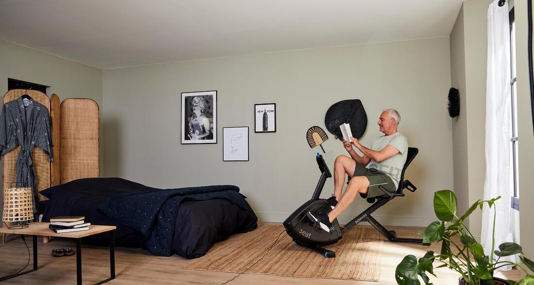 Semi-Recumbent Connected Exercise Bike Eb Seat, Black, No Color, large image number 8