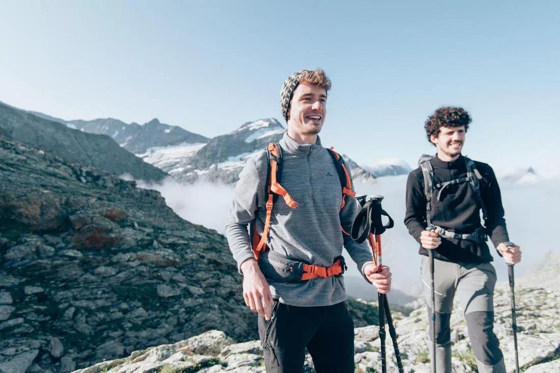 Men's Hiking Fleece MH100, Grey, No Color, medium