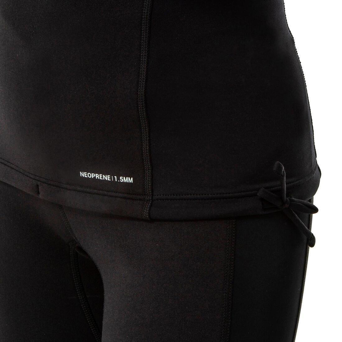 BLACK T-shirt anti-UV surf neoprene and fleece long sleeve women's black, , large image number 7